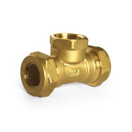 Raccord En T Laiton 3/4" X 1/2" X 3/4" - IG X IG Réduit X IG, Pour Eau Potable, Chauffage, Pression Max 16 Bar