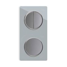 1x Interrupteur double, 1 voie + 1x interrupteur simple allumage avec plaque de finition en verre, 2 postes, verticale - Gris