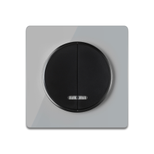 Interrupteur double, avec tйmoin lumineux, Noir avec plaque de finition en verre, Gris