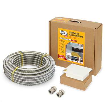 Stahlmann WHS4 - Chauffage au sol par eau 4 m², tube inox ondulé, raccords et régulation intégrés