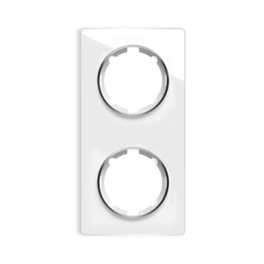 Plaque de finition Garda en verre, 2 postes, vertical-"Blanc"
