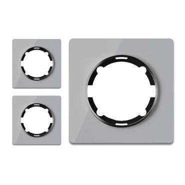 Plaque de finition Garda en verre, 1 poste, encastrà (pack de 3)-"Gris 3 piéces"