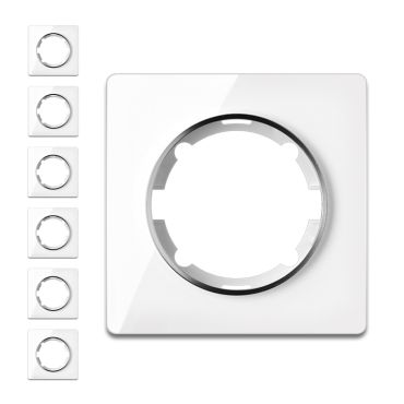 Plaque de finition Garda en verre, 1 poste, encastrà (pack de 7)-"Blanc 7 pieces"
