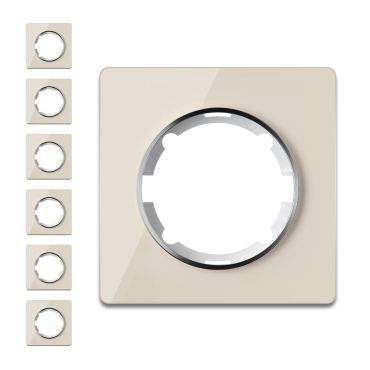 Plaque de finition Garda en verre, 1 poste, encastrà (pack de 7)-"Beige 7 pieces"