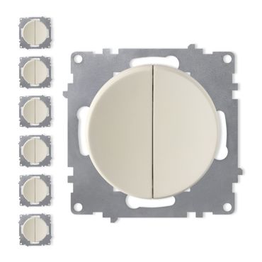 Interrupteur double, 1 voie (pack de 7)-"Beige 7 piéces"