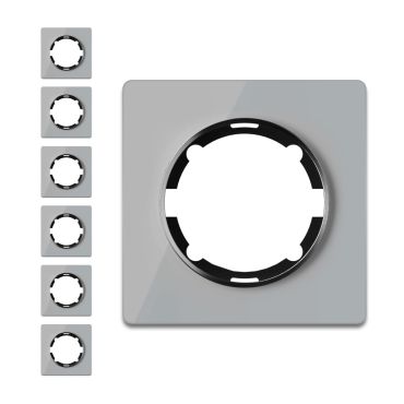 Plaque de finition Garda en verre, 1 poste, encastrà (pack de 7)-"Gris 7 pieces"