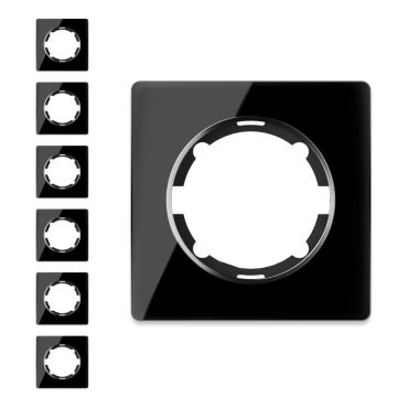 Plaque de finition Garda en verre, 1 poste, encastrÃ (pack de 7)-"Noir 7 pieces"