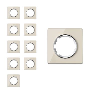 Plaque de finition Garda en verre, 1 poste, encastré (pack de 10)-"Beige 10 piéces"