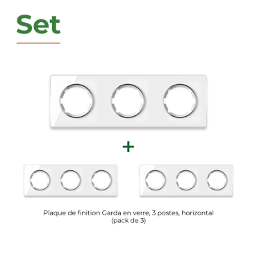 Plaque de finition Garda en verre, horizontal, 3 postes (pack 3)