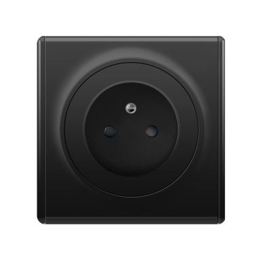 Prise de courant avec terre 16A – ensemble complet – cadre de finition plastique – série Florence – noir