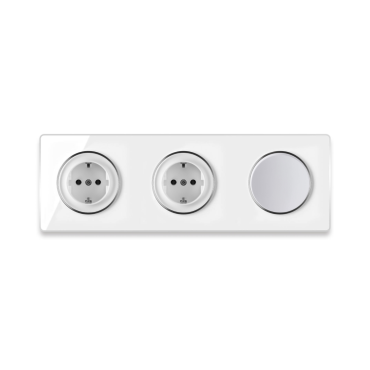 Plaque 3 postes Garda horizontal + 2 Prises avec terre + 1 Interrupteur simple-"Blanc"