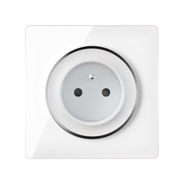 Prise de courant avec terre 16A – ensemble complet – cadre de finition en verre – série Garda – blanc