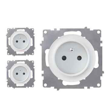 Lot de 3 prises de courant avec terre 16A – mécanismes à assembler – blanc