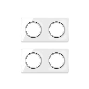 Plaque de finition Garda en verre, horizontal, 2 postes (pack 2)-"Blanc"