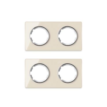 Plaque de finition Garda en verre, horizontal, 2 postes (pack 2)-"Beige"