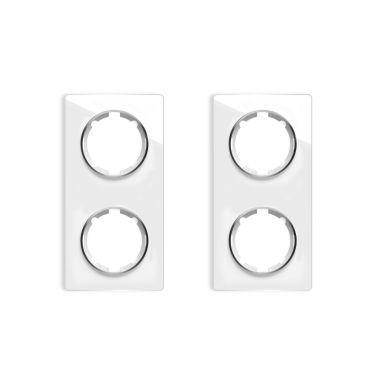 Plaque de finition Garda en verre, 2 postes, vertical (pack 2)-"Blanc"