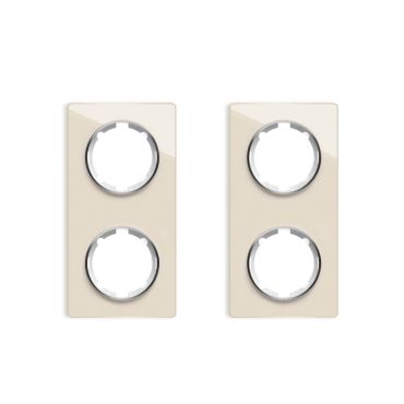 Plaque de finition Garda en verre, 2 postes, vertical (pack 2)-"Beige"