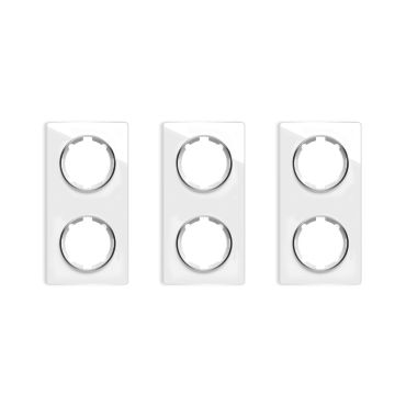 Plaque de finition Garda en verre, 2 postes, vertical (pack 3)-"Blanc"