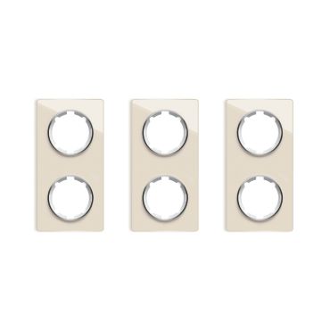 Plaque de finition Garda en verre, 2 postes, vertical (pack 3)-"Beige"