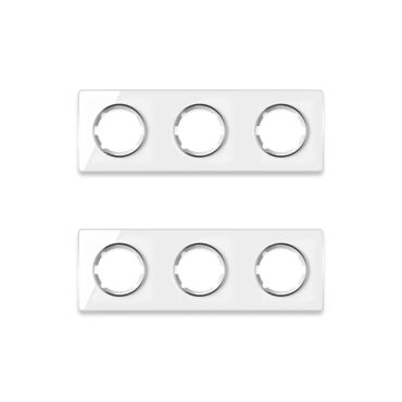 Plaque de finition Garda en verre, horizontal, 3 postes (pack 2)-"Blanc"