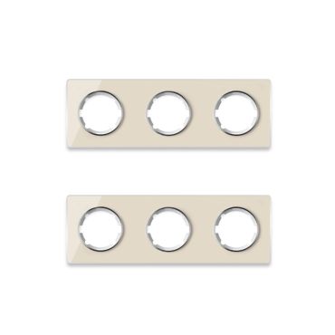 Plaque de finition Garda en verre, horizontal, 3 postes (pack 2)-"Beige"