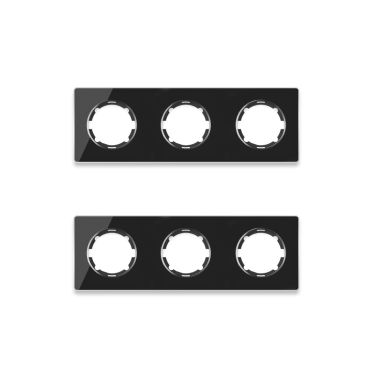 Plaque de finition Garda en verre, horizontal, 3 postes (pack 2)-"Noir"