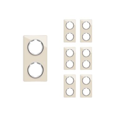 Plaque de finition Garda en verre, 2 postes, vertical (pack 7)-"Beige"