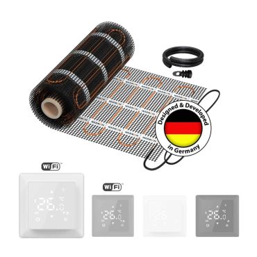 Chauffage mural électrique WARMON CLASSIC LIGHT 100 W/m² avec thermostat TS 100 – avec ou sans WiFi, noir ou blanc