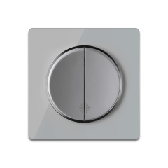 Interrupteur va-et-vient double avec plaque de finition en verre - Gris