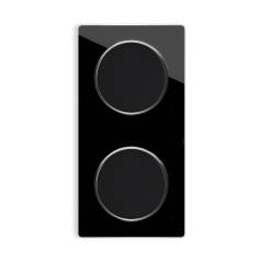 2x interrupteurs simple allumage avec plaque de finition en verre 2 postes, verticale - Noir