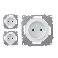 Lot de 3 prises de courant avec terre 16A – mécanismes à assembler