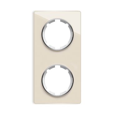 Plaque de finition Garda en verre, 2 postes, vertical-"Beige"