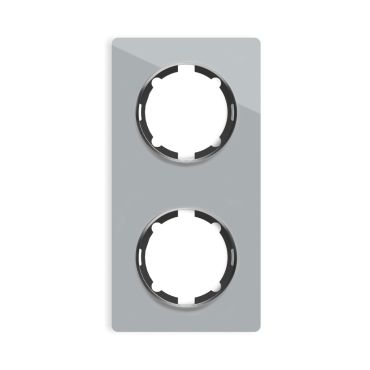Plaque de finition Garda en verre, 2 postes, vertical-"Gris"