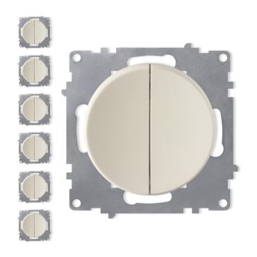 Interrupteur double, 1 voie (pack de 7)-"Beige 7 piéces"