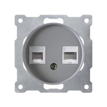 Prise double 2xRJ45, Cat.5e UTP-"Gris"
