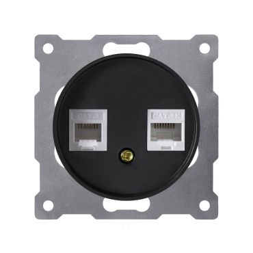 Prise double 2xRJ45, Cat.5e UTP-"Noir"