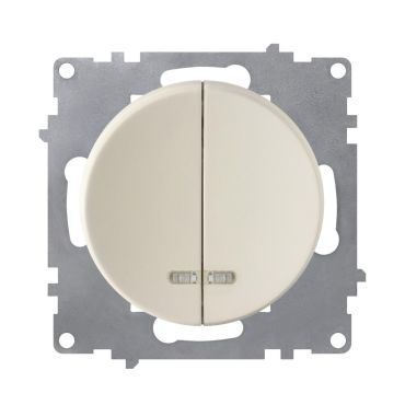 Interrupteur double, simple allumage, témoin lumineux, 1 voie-"Beige"