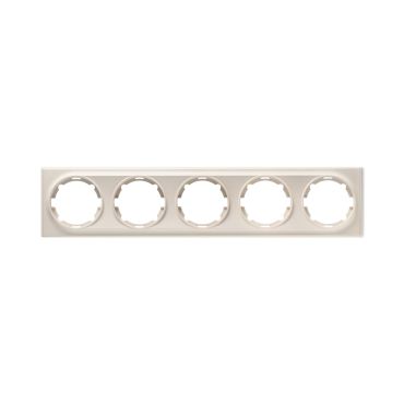 Plaque de finition pour interrupteur, cinq prises, horizontal, encastré, série Florence, beige