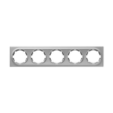 Plaque de finition pour interrupteur, cinq prises, horizontal, encastré, série Florence, gris
