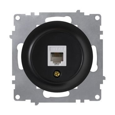 Prise réseau RJ45, prise réseau 1xRJ45, CAT5e, encastrée, sans cadre-"Noir"