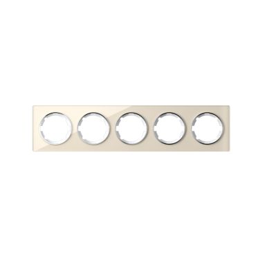 Glass-plaque de finition pour interrupteur, prise quintuple, horizontal, montage encastré, série Garda, beige