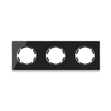 Plaque de finition Garda en verre,  horizontal, 3 postes-"Noir"