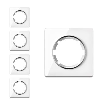 Plaque de finition Garda en verre, 1 poste, encastré (pack de 5)-"Blanc 5 piéces"