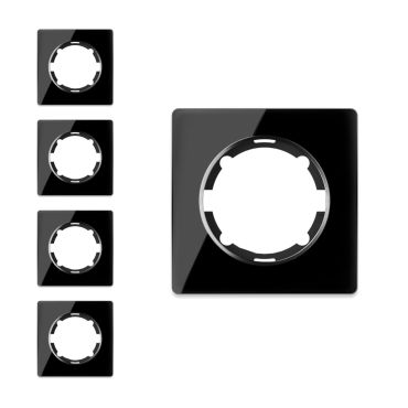 Plaque de finition Garda en verre, 1 poste, encastré (pack de 5)-"Noir 5 piéces"