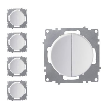Interrupteur double, 1 voie (pack de 5)-"Blanc 5 piéces"