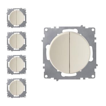 Interrupteur double, 1 voie (pack de 5)-"Beige 5 piéces"