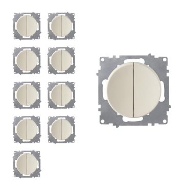 Interrupteur double, 1 voie (pack de 10)-"Beige 10 piéces"