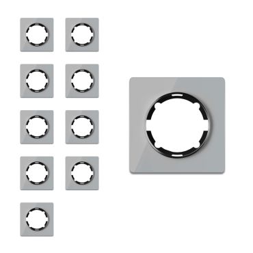 Plaque de finition Garda en verre, 1 poste, encastré (pack de 10)-"Gris 10 piéces"
