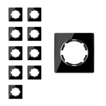 Plaque de finition Garda en verre, 1 poste, encastré (pack de 10)-"Noir 10 piéces"