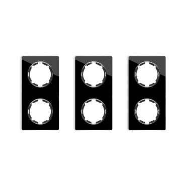 Plaque de finition Garda en verre, 2 postes, vertical (pack 3)-"Noir"